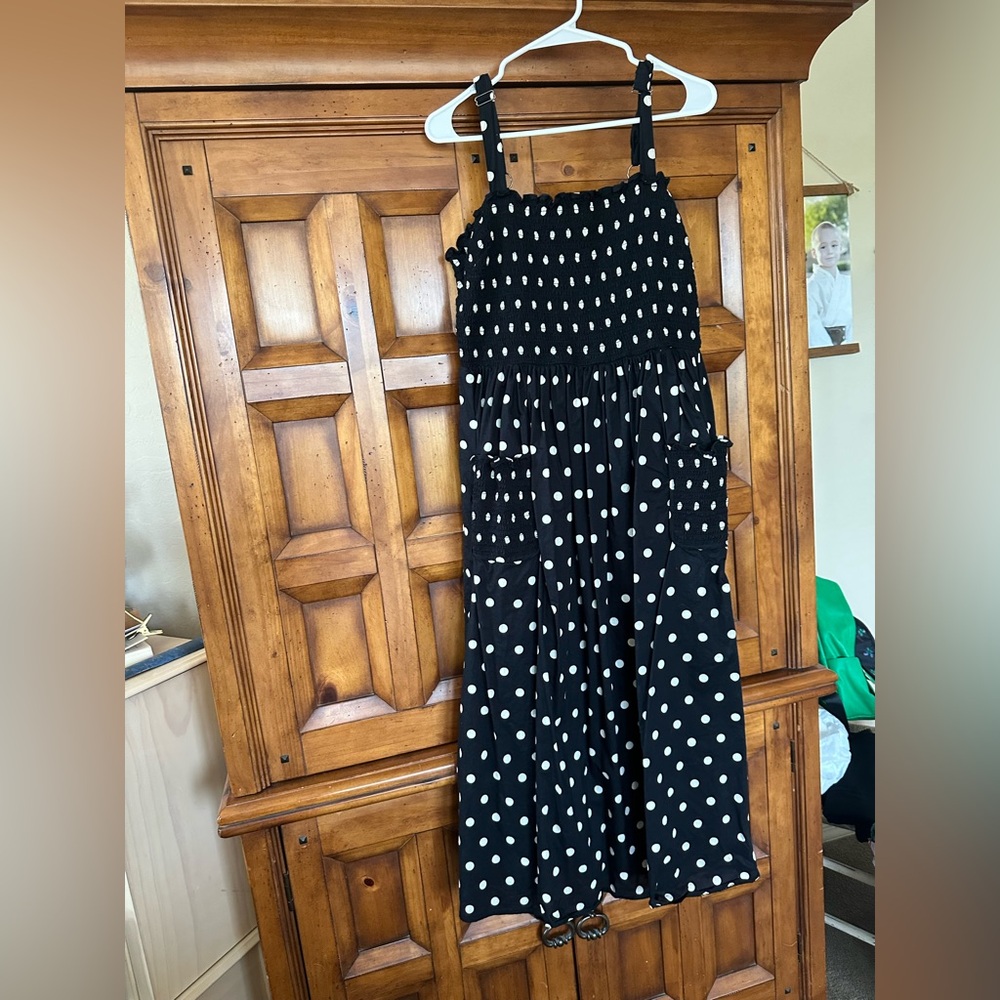 Anthropologie Black and White Polka Dot Jumpsuit
